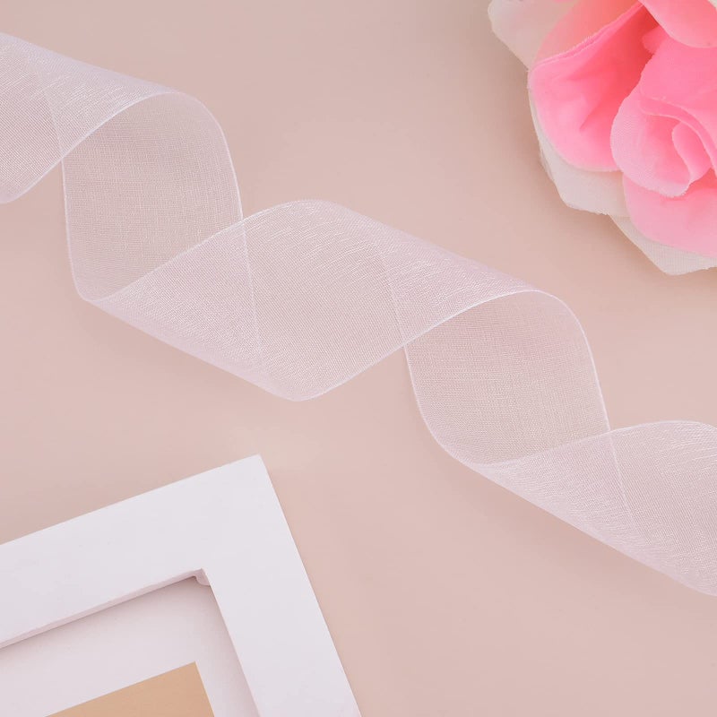 Hapeper 1-1/2 Inch Sheer Organza Ribbon for Gift Wrapping  Party Decoration 50 Yards/Roll (White) - Image 4